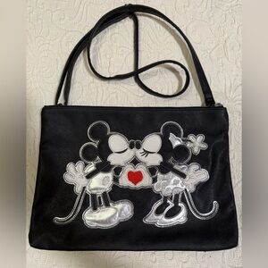 Disney Black and Silver Mickey & Minnie Shoulder Bag